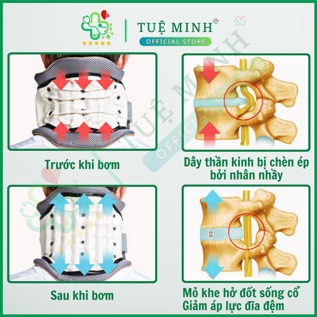 Đai Hơi Kéo Giãn Cột Sống Cổ LEAMAI [ BẢO HÀNH 24 LỖI 1 ĐỔI 1 ] Đai Kéo Cổ, Hỗ Trợ Chấn Thương Cổ, Thoái Hóa Đốt Sống Cổ