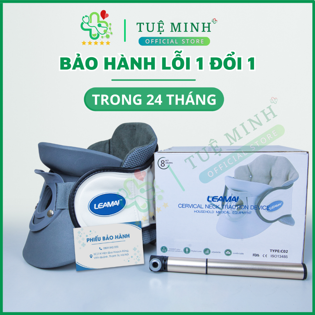 Đai Hơi Kéo Giãn Cột Sống Cổ LEAMAI [ BẢO HÀNH 24 LỖI 1 ĐỔI 1 ] Đai Kéo Cổ, Hỗ Trợ Chấn Thương Cổ, Thoái Hóa Đốt Sống Cổ