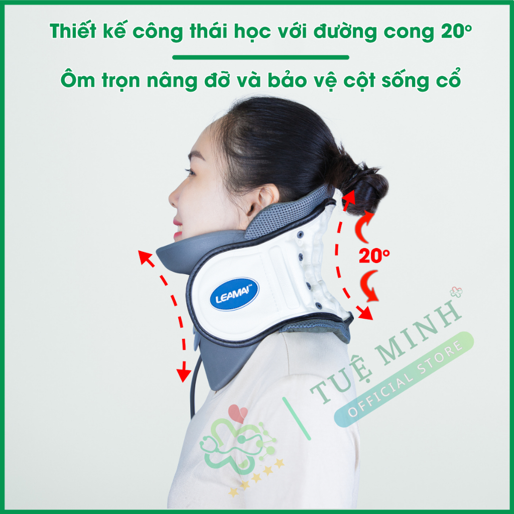 Đai Hơi Kéo Giãn Cột Sống Cổ LEAMAI [ BẢO HÀNH 24 LỖI 1 ĐỔI 1 ] Đai Kéo Cổ, Hỗ Trợ Chấn Thương Cổ, Thoái Hóa Đốt Sống Cổ