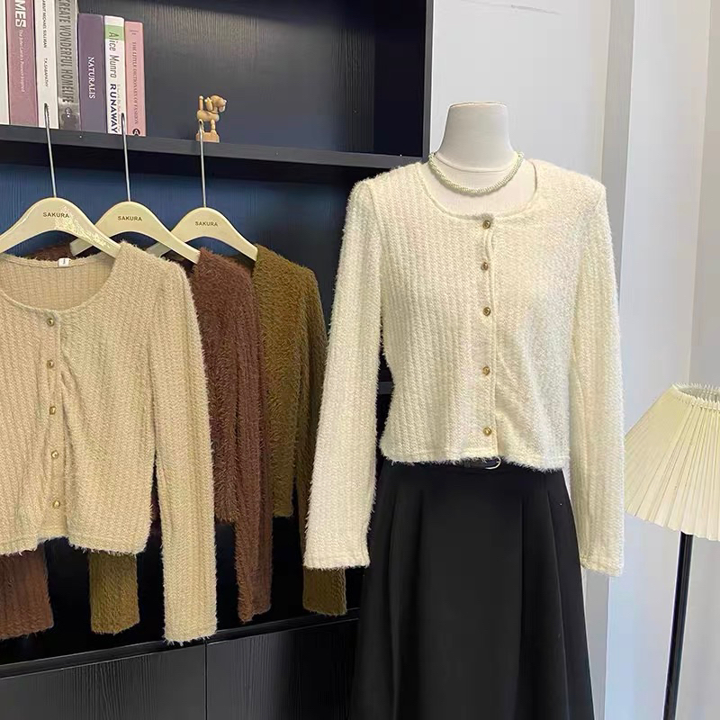áo len cardigan lông mỏng khuy đồng (6718# hoặc 5207#)