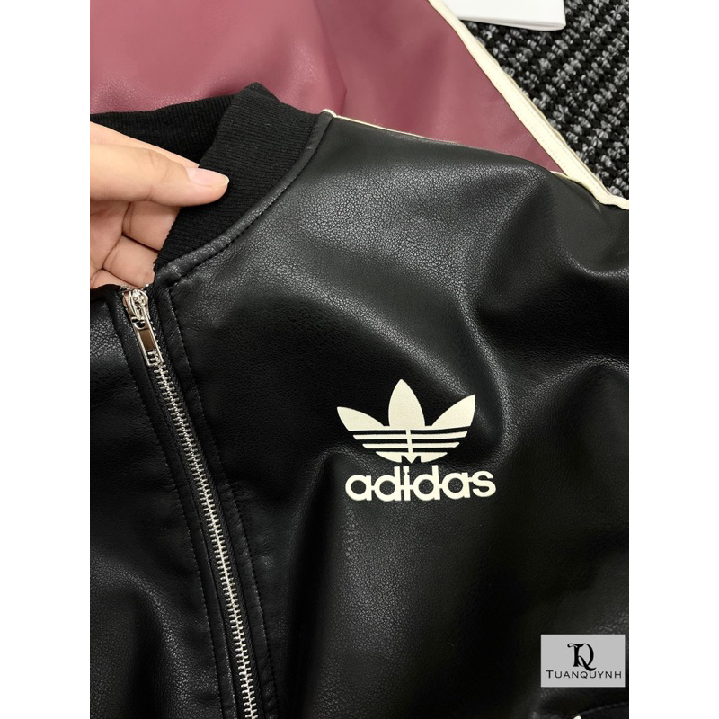 Áo Khoác Da Adidas Chun Eo Dáng Ngắn • Melanie Boutique