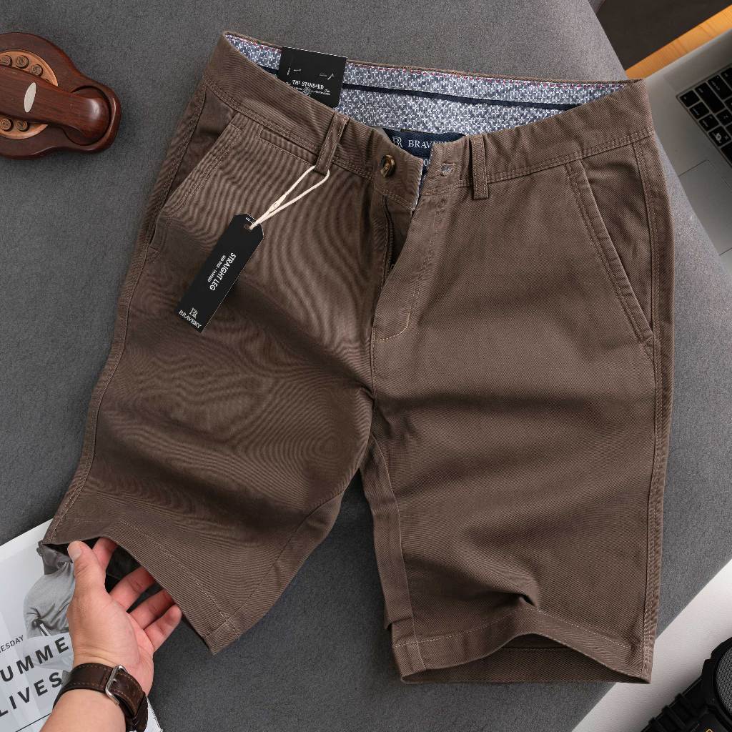 Quần short nam, Quần short kaki nam Cao Cấp màu xanh, bò, nâu, đô mềm mịn dày dặn, form regular fit - Bravery