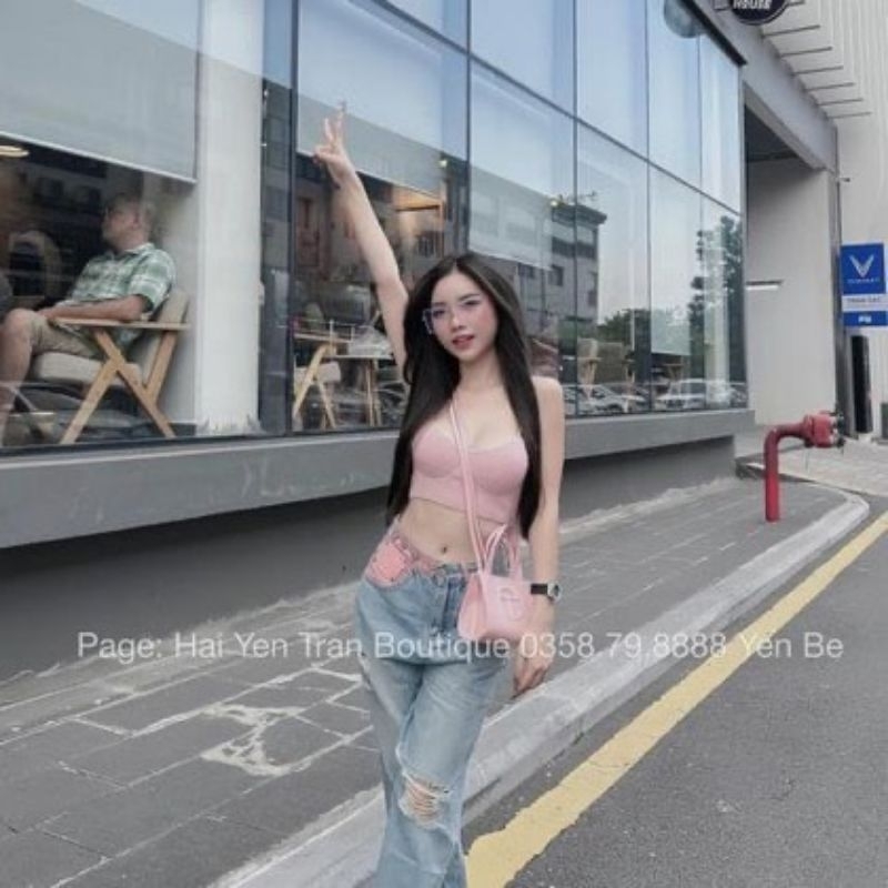 Áo 2 dây len croptop hàng QCL1