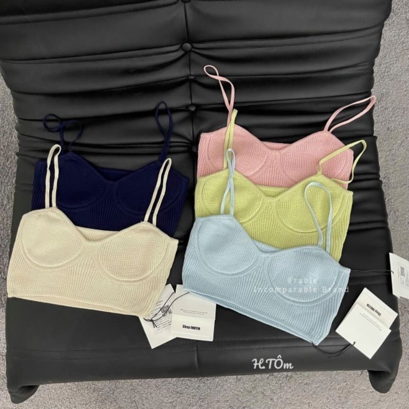 Áo 2 dây len croptop hàng QCL1