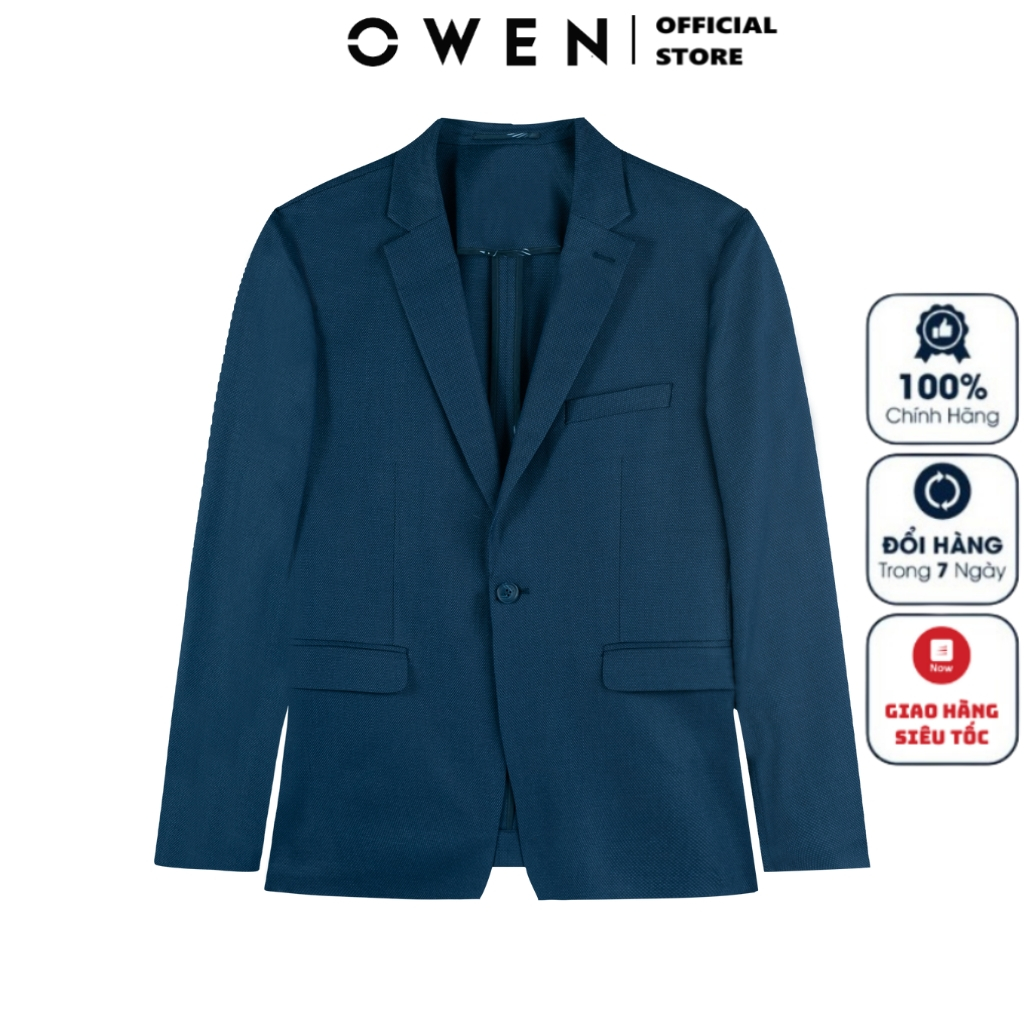 Áo khoác blazer nam Owen BL231717 vest demi công sở màu navy trơn vải polyester cao cấp nhẹ thoáng d