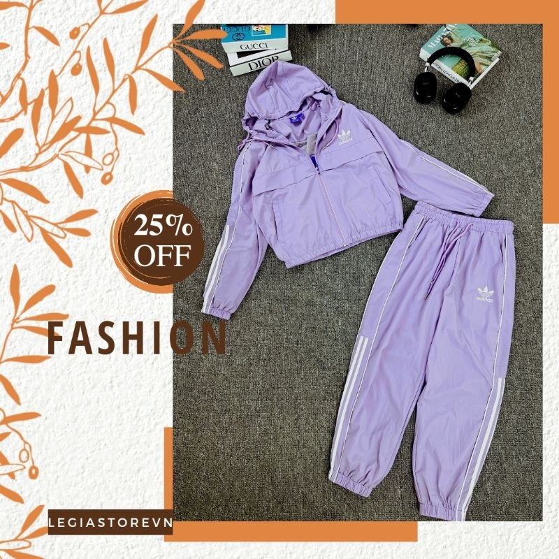 Bộ nữ sét thể thao thu đông chất vải gió 2 lớp, hàng VNXK.Sét bộ gió thể thao Adidas siêu sang siêu đẹp