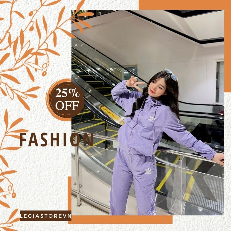 Bộ nữ sét thể thao thu đông chất vải gió 2 lớp, hàng VNXK.Sét bộ gió thể thao Adidas siêu sang siêu đẹp