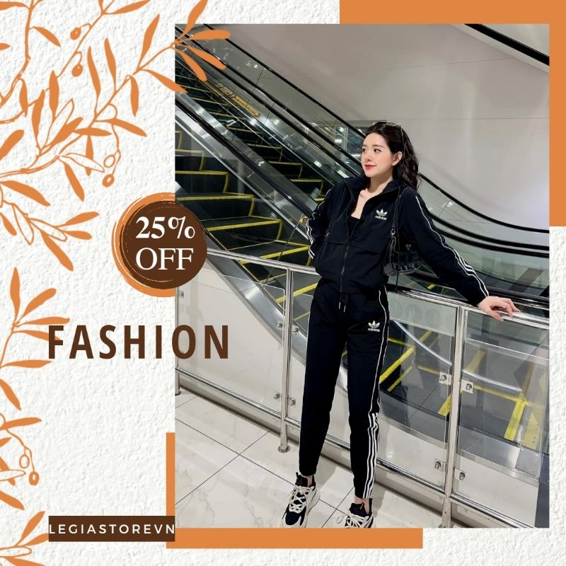 Bộ nữ sét thể thao thu đông chất vải gió 2 lớp, hàng VNXK.Sét bộ gió thể thao Adidas siêu sang siêu đẹp