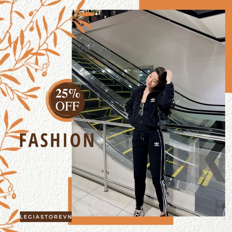 Bộ nữ sét thể thao thu đông chất vải gió 2 lớp, hàng VNXK.Sét bộ gió thể thao Adidas siêu sang siêu đẹp