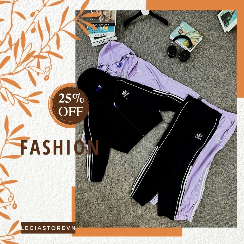 Bộ nữ sét thể thao thu đông chất vải gió 2 lớp, hàng VNXK.Sét bộ gió thể thao Adidas siêu sang siêu đẹp
