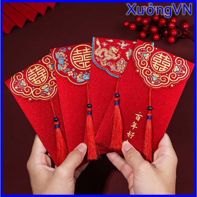 Bao Lì Xì Đỏ Đám Cưới Hỏi Phong Cách Sang Trọng, Quà Tặng Dễ Thương May Mắn, Lì Xì TẾT Mừng Năm Mới