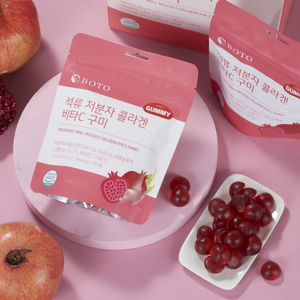 Kẹo Dẻo BOTO GUMMY Pomegranate Low Molecular Collagen Vita C Hàn Quốc