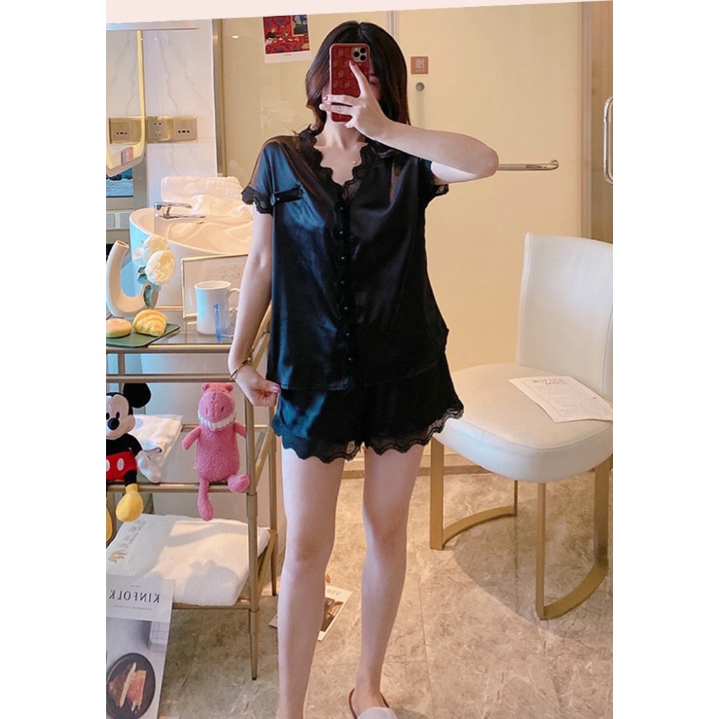 Váy ngủ lụa satin, BỘ CÚC CƯỜM chất liệu cao cấp form chuẩn size dưới 58kg bầu bí bon chen siêu gợi cảm