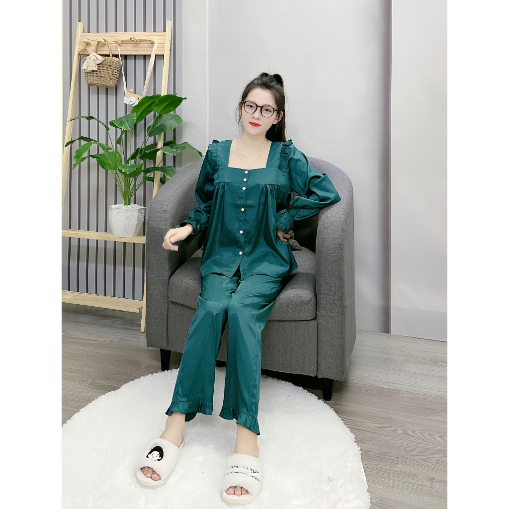 KHẨU TRANG DÙNG CHO ĐỒ BỘ -------------Đồ bộ pijama mặc nhà nữ ANH MỸ chất liệu lụa xước cao cấp tay dài quần dài SP0036