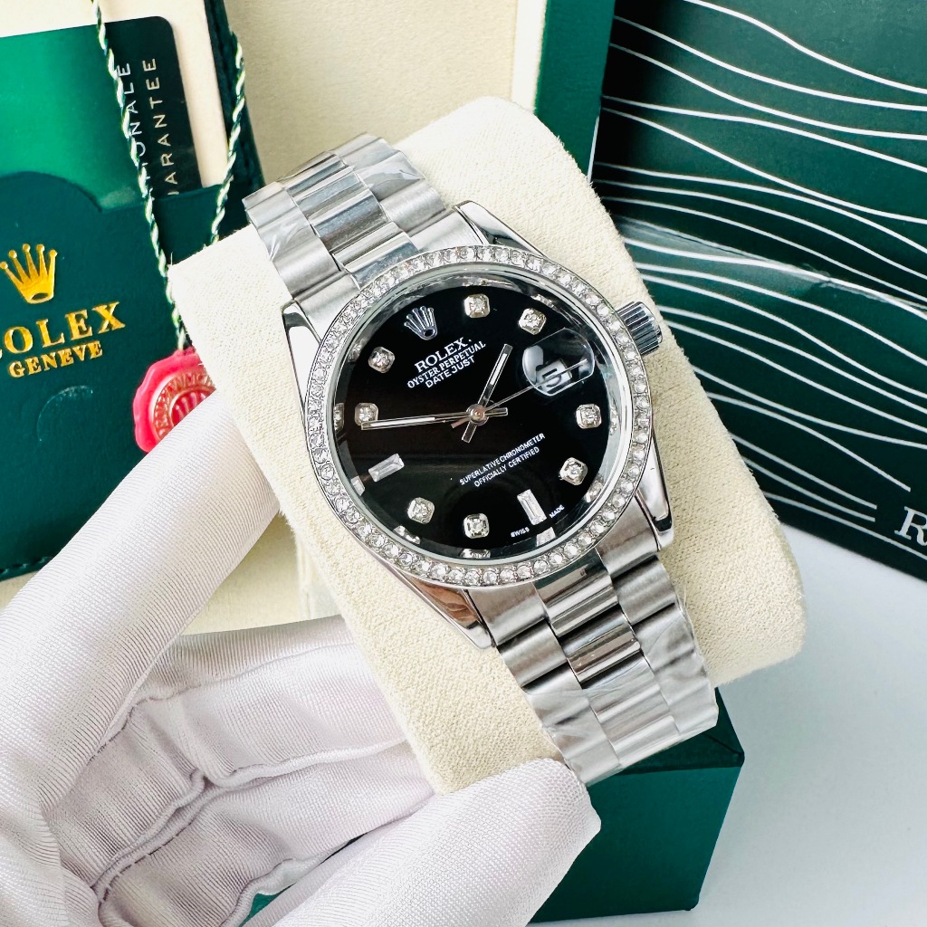 [Fullboxx 1:1] Đồng hồ nam Rolex - viền đá dây kim loại chống nước -rolex Shop