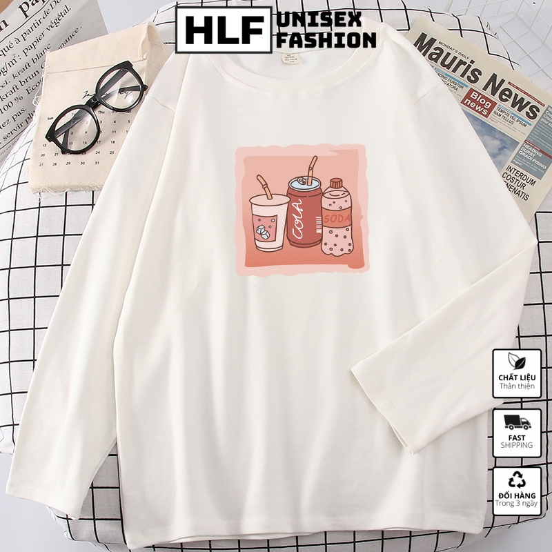 Áo thun dài tay form rộng 3 chai nước coca soda, áo tay dài nam nữ HLFashion