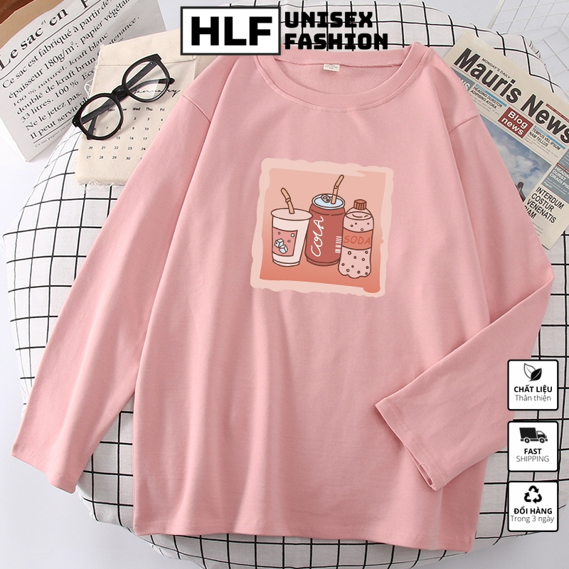 Áo thun dài tay form rộng 3 chai nước coca soda, áo tay dài nam nữ HLFashion
