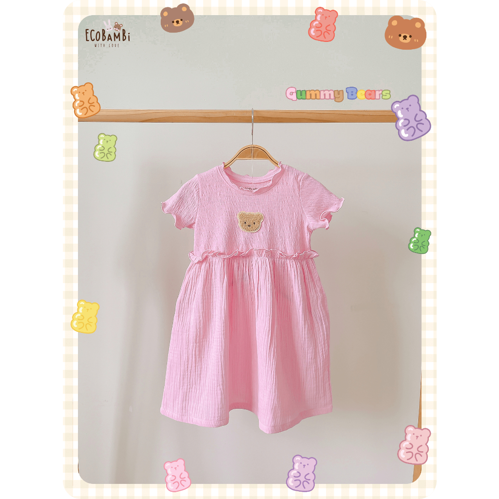 Đầm thun xốp phối muslin ECOBAMBI - BB-23DAMBG050