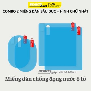 Bộ 4 miếng dán chống đọng nước kính hông và gương chiếu hậu ô tô