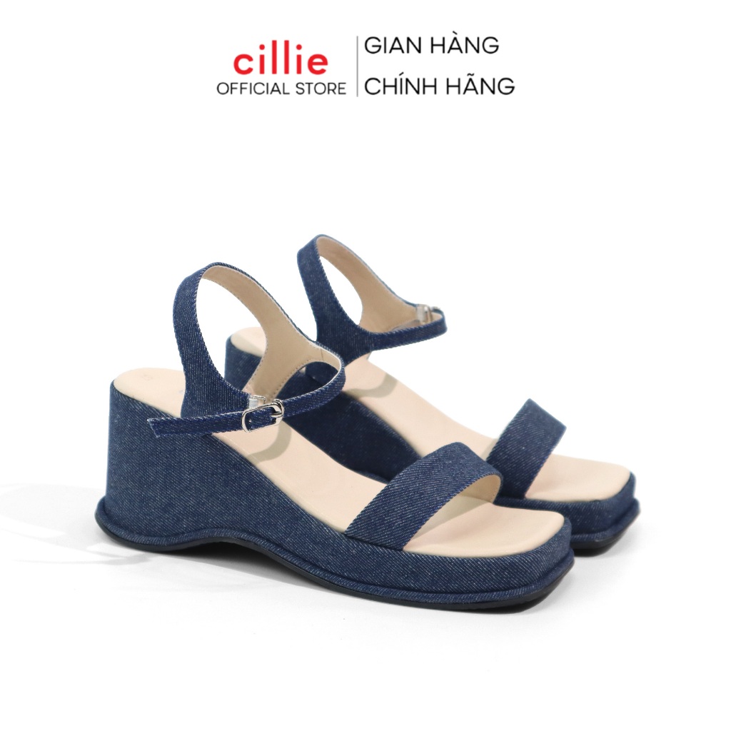 Dép Sandal Đế Xuồng Nữ Cillie Giày Bánh Mì Đế Cao 7p Quai Ngang Da Mềm 1156