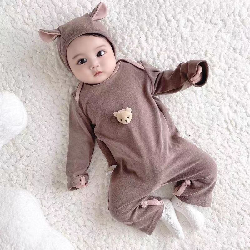 Body cotton gắn gấu thỏ cho bé trai bé gái tặng kèm mũ HÀNG CAO CẤP