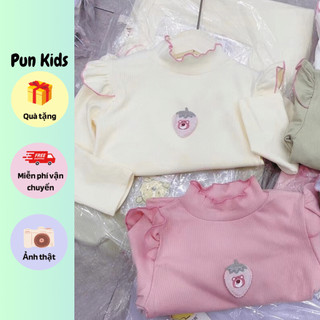 Ảo nỉ giữ nhiệt thu đông bé gái họa tiết gấu dâu cute, 2 màu hồng - trắng cho bé gái 9-27kg AMĐ16