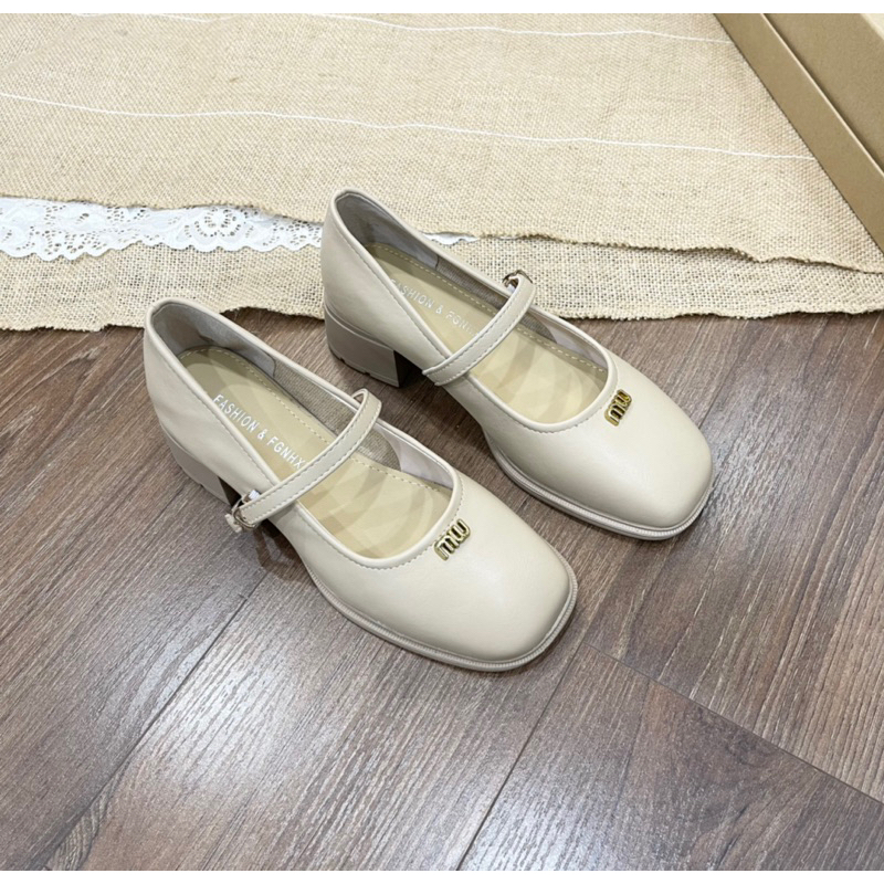 Giày mary jane cho nữ mẫu mới màu trà sữa xinh xắn, full box