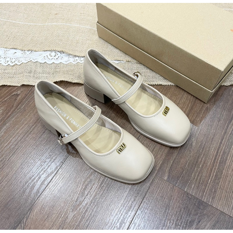 Giày mary jane cho nữ mẫu mới màu trà sữa xinh xắn, full box