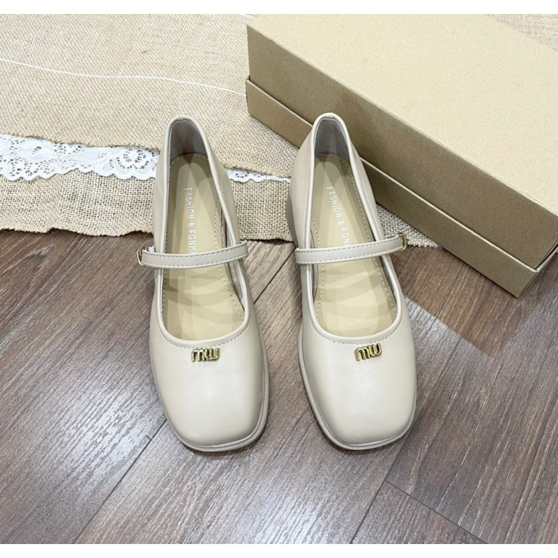 Giày mary jane cho nữ mẫu mới màu trà sữa xinh xắn, full box