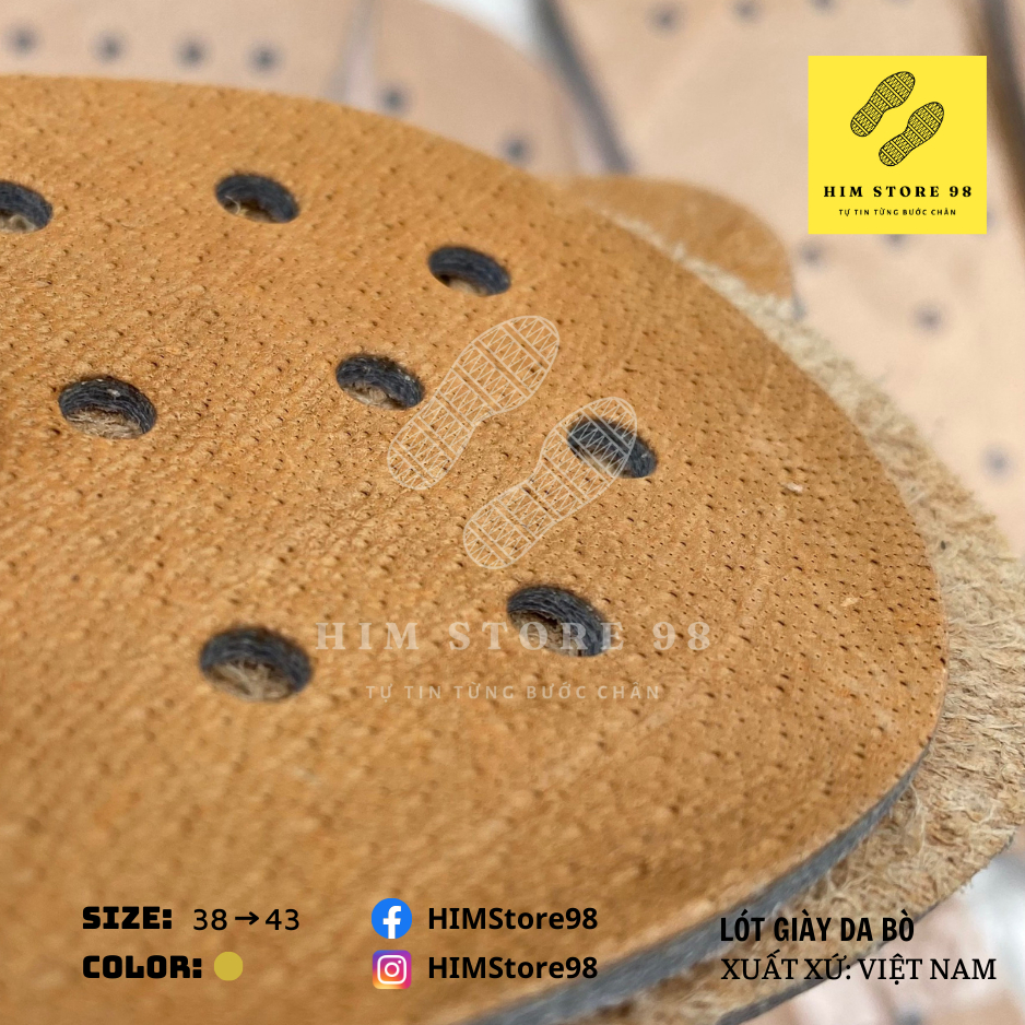 Lót giày nam HIMStore98 làm từ da bò 100% giúp khử mùi hôi chân