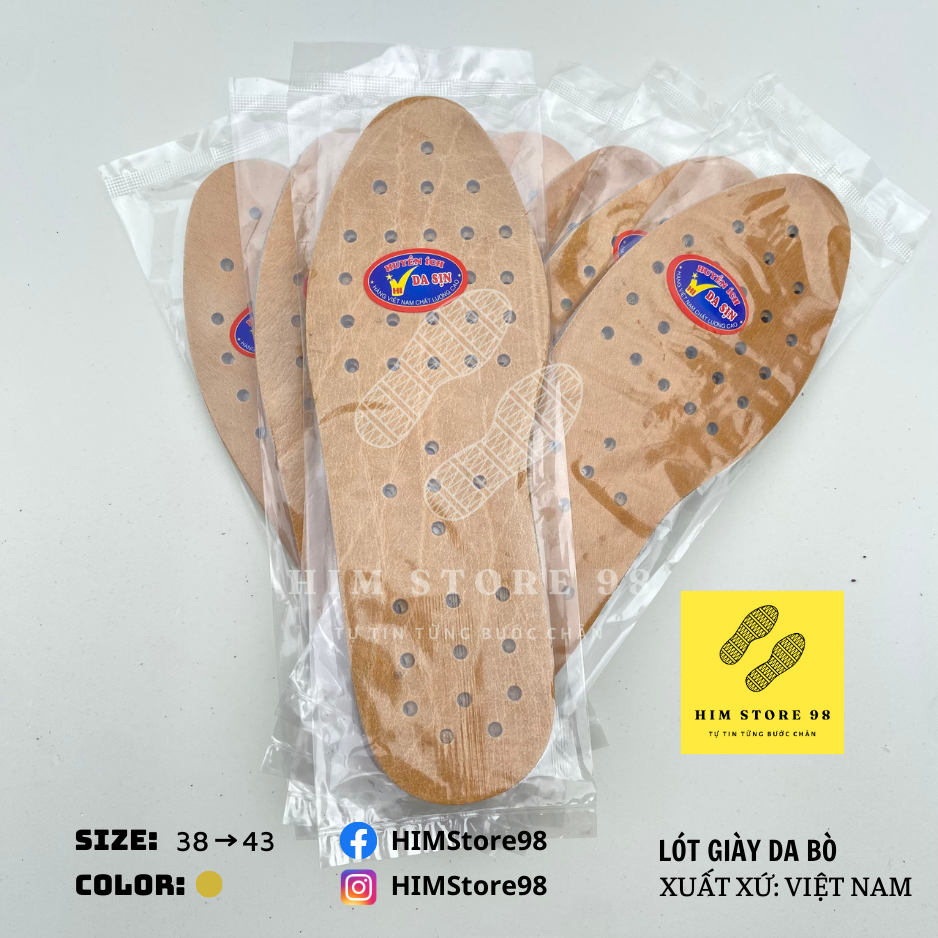 Lót giày nam HIMStore98 làm từ da bò 100% giúp khử mùi hôi chân
