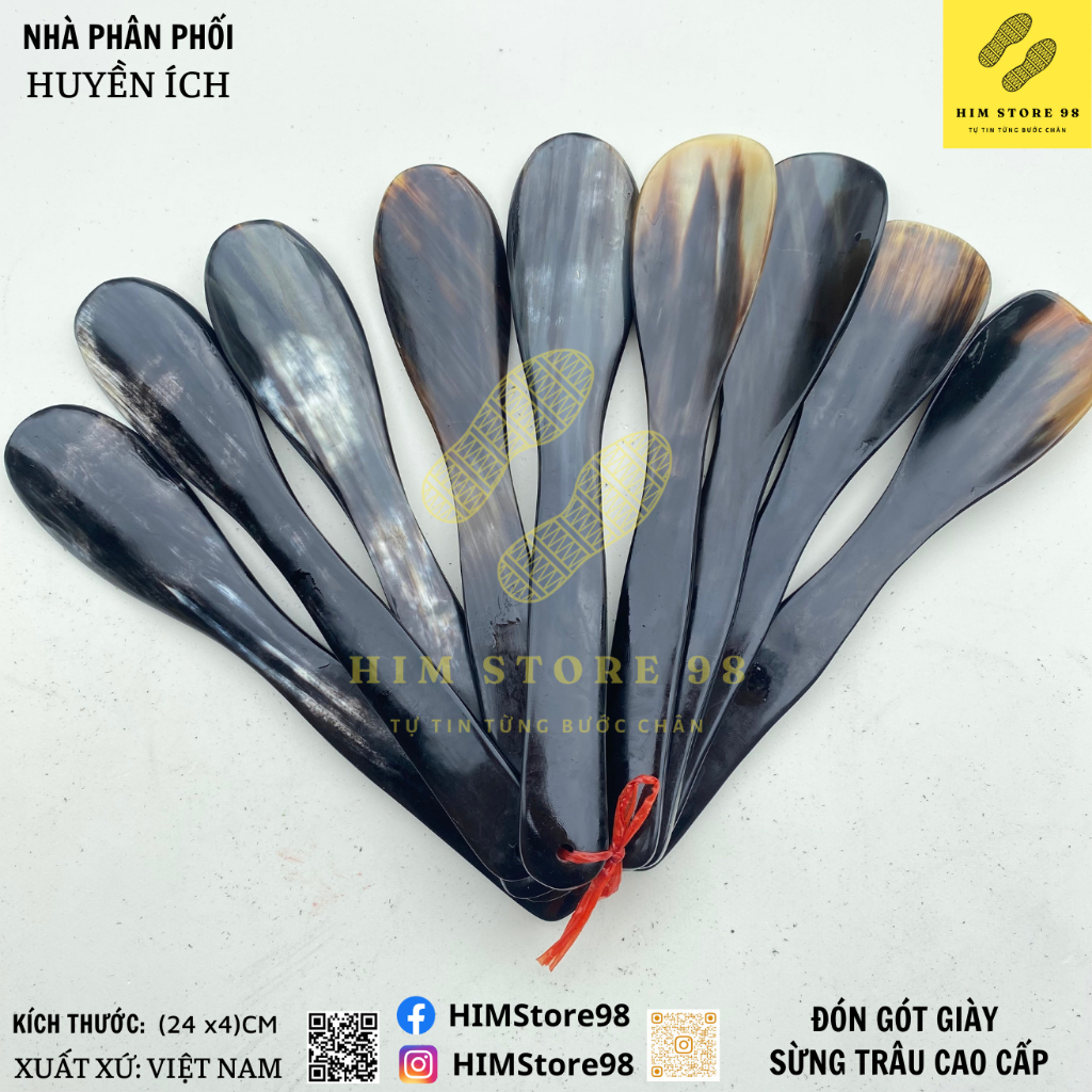 Cây xỏ giày làm từ sừng trâu nguyên chiếc dài 24cm - loại 2