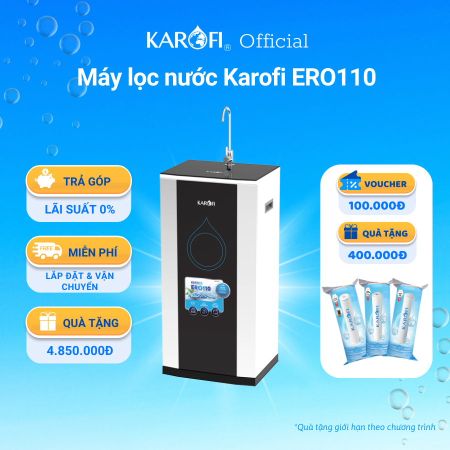 Máy lọc nước Karofi ERO110 11 lõi - 1 chế độ Tinh Khiết - Hàng chính hãng