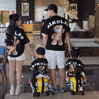 Áo thun gia đình L66 Gấu Teddy cho bố mẹ và bé trẻ em unisex form rộng chất cotton đi chơi đủ size từ 8-110kg GD164