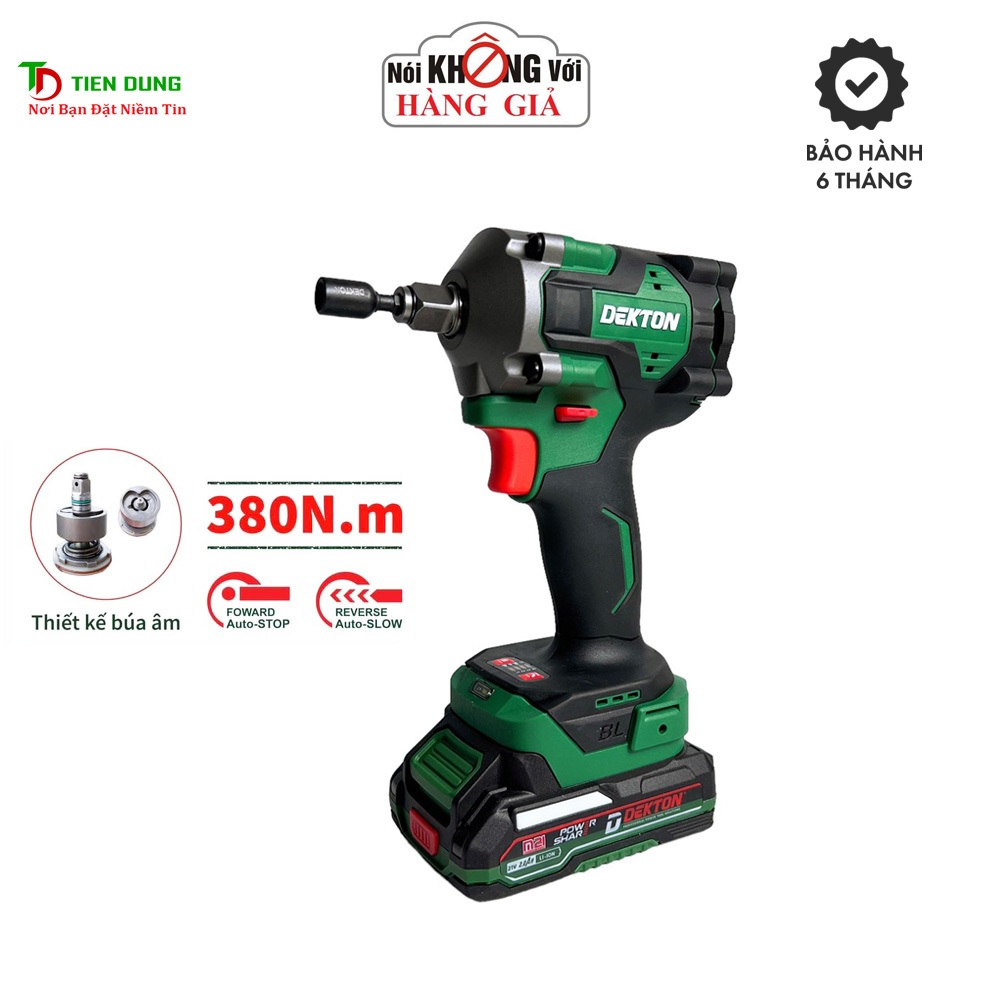 Máy Siết Bulong Dekton 380Nm 2in1 / M21-IW380PLUS / Motor Brushless / Dòng Compact / Chân Pin Makita Phổ Thông