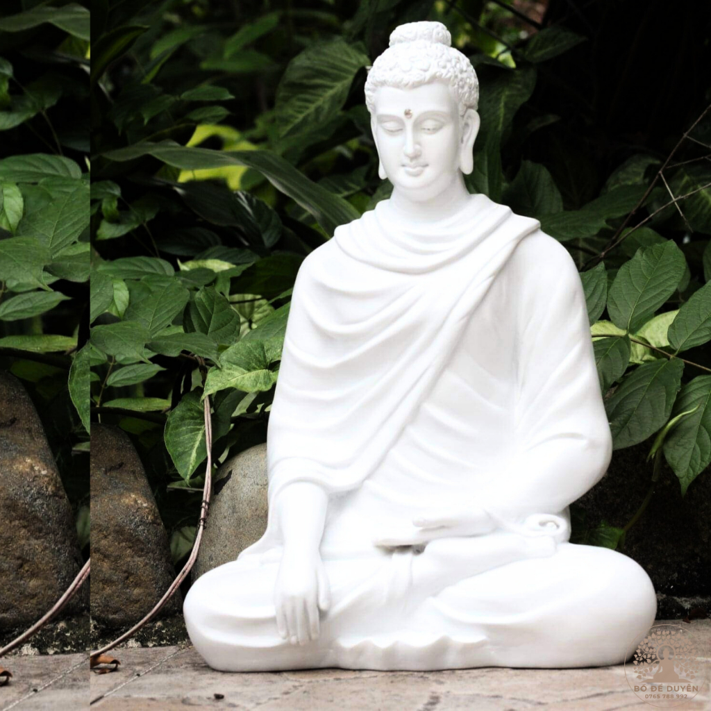 Tượng Phật Thích Ca 45 30 cm, Tượng Bổn Sư Xúc Địa Ấn Ngồi Đế Cỏ Thờ Tại Gia