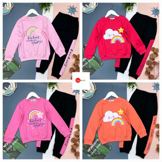 Bộ nỉ da cá thu đông cho bé gái size 9-14 tuổi, bộ nỉ chất cotton chính phẩm 4c đanh lì, dày ấm - SUNKIDS1