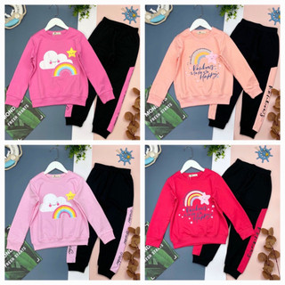 Bộ nỉ da cá thu đông cho bé gái size 9-14 tuổi, bộ nỉ da cá 4c đanh lì, dày ấm có bo gấu - sunkids1