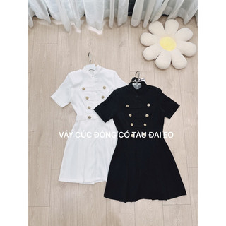 Váy cúc đồng cổ tàu đai eo