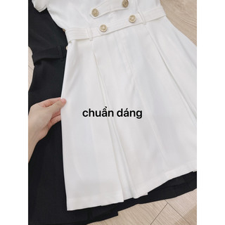 Váy cúc đồng cổ tàu đai eo