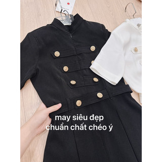 Váy cúc đồng cổ tàu đai eo