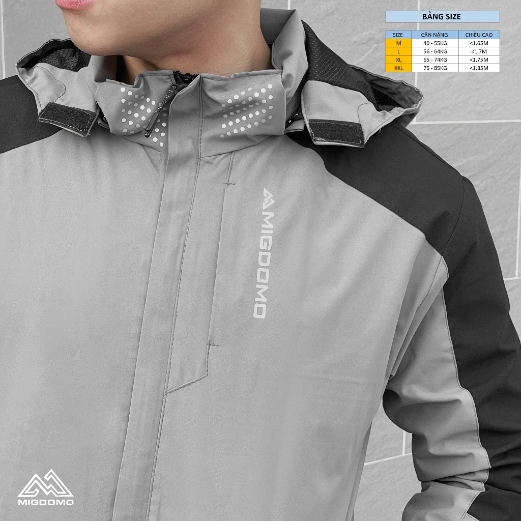 Áo Khoác Gió Phối Màu Mũ Tháo Rời Nam Nữ MIGDOMO 2 Lớp Cao Cấp