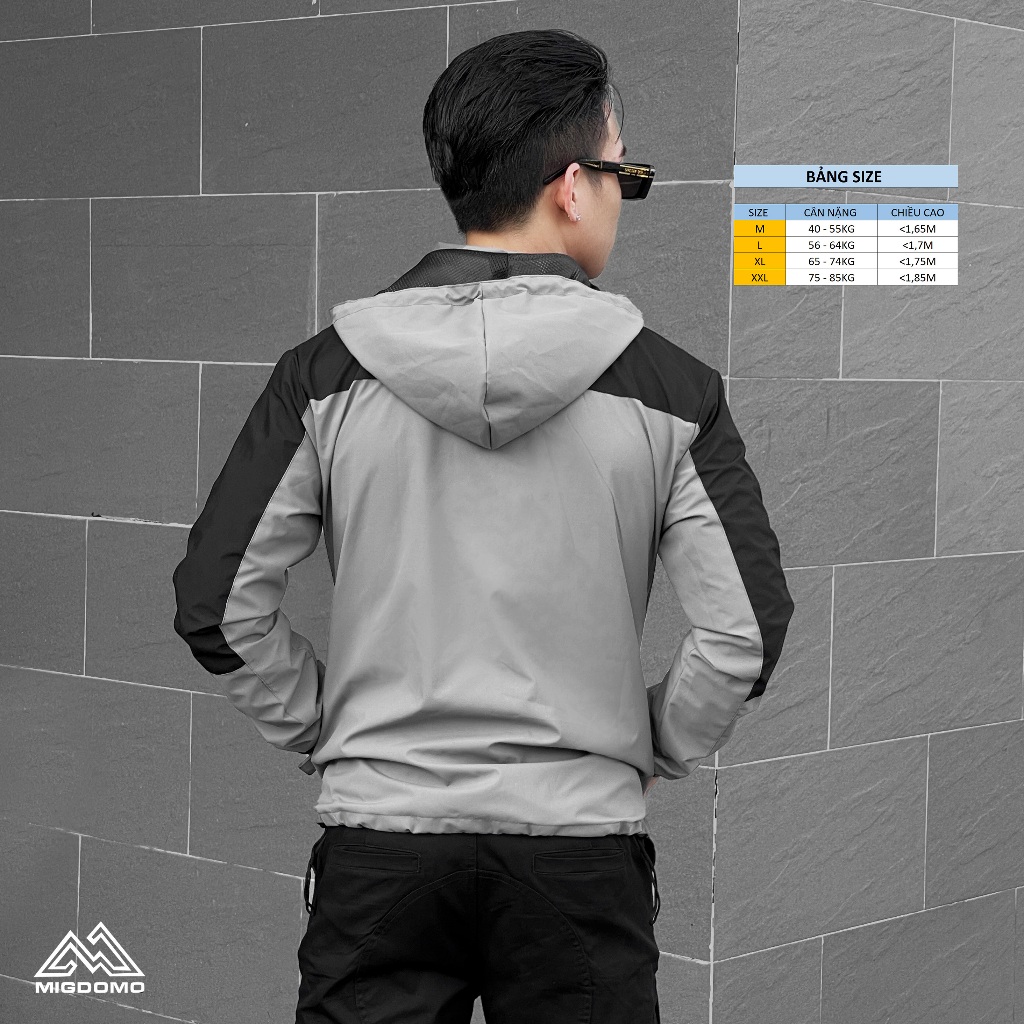 Áo Khoác Gió Phối Màu Mũ Tháo Rời Nam Nữ MIGDOMO 2 Lớp Cao Cấp