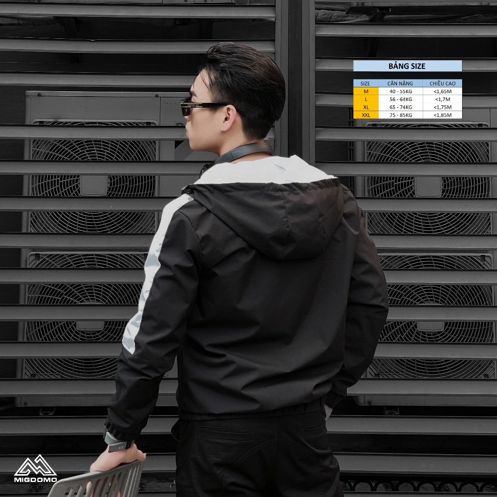Áo Khoác Gió Phối Màu Mũ Liền Nam Nữ MIGDOMO 2 Lớp Cao Cấp