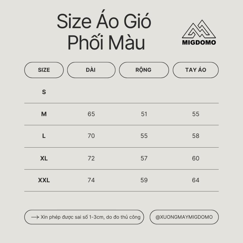Áo Khoác Gió Phối Màu Mũ Liền Nam Nữ MIGDOMO 2 Lớp Cao Cấp
