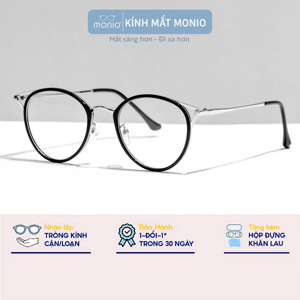 Gọng Kính Tròn Mắt Mèo Nam Nữ MONIO 90029 thiết kế phong cách phụ kiện thời trang
