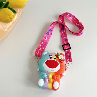Túi đeo chéo gấu dâu, pop it cho bé, cute