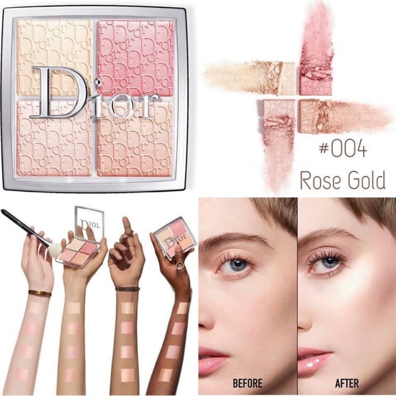 Phấn highlight má hồng bắt sáng Dior Backstage Glow Face Palette màu 004 Rose Gold 10g