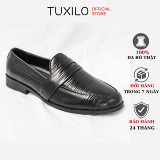 Giày da nam công sở TUXILO giày tây lười nam da bò thật 100%, đế cao su đúc cao cấp khâu đế siêu bền TX46