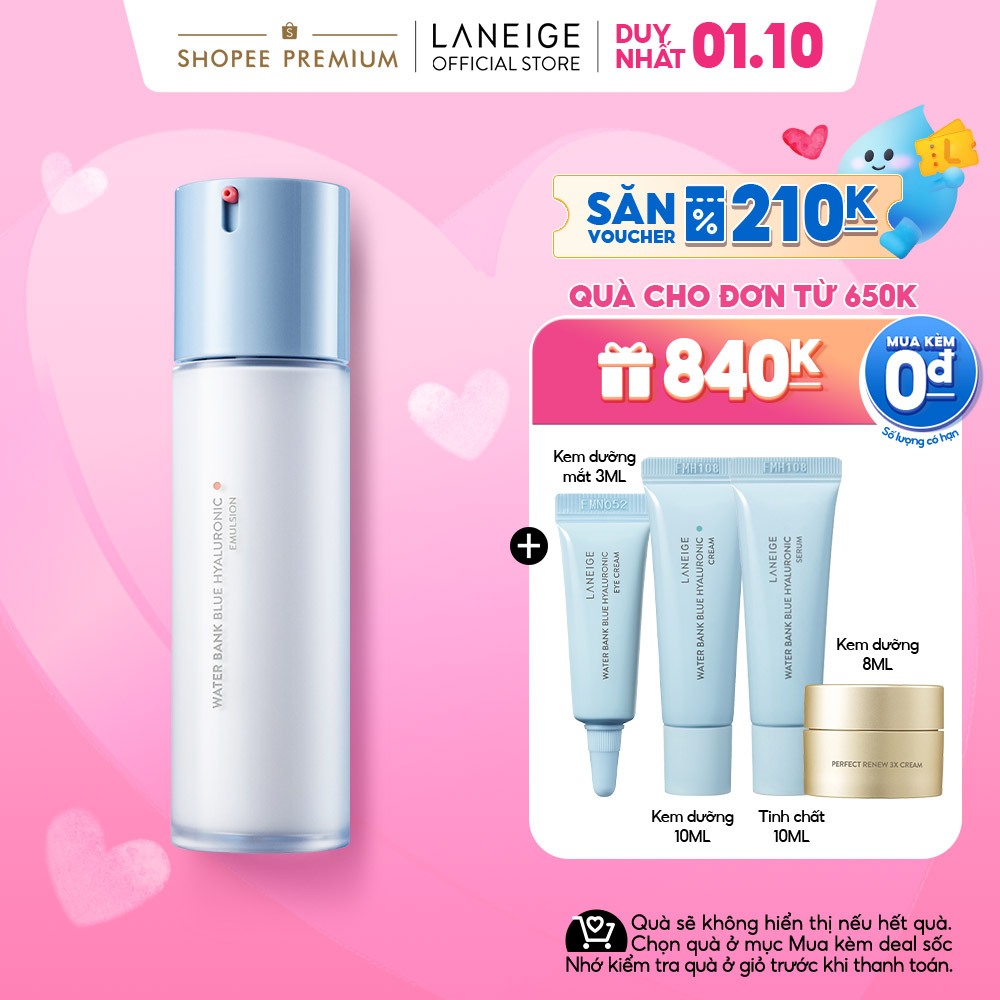 [NHẬP LNGAUG23 -12%] Sữa Dưỡng Ẩm Cho Da Thường Da Khô Laneige Water Bank Blue HA Emulsion 120ml | BigBuy360 - bigbuy360.vn